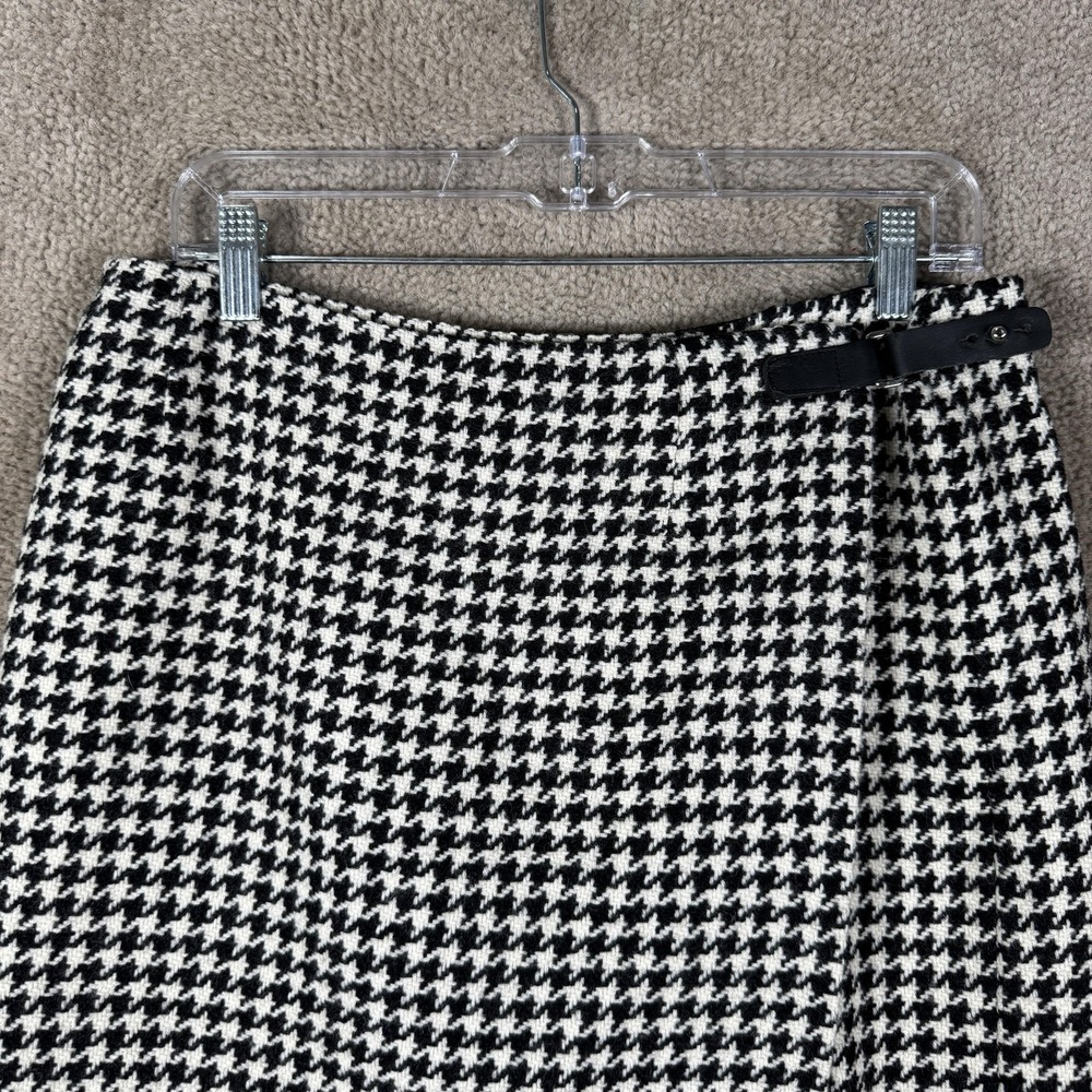 Lauren Ralph Lauren Skirt Womens 12 Black Houndstooth Wool Tweed Wrap Career - Picture 3 of 9